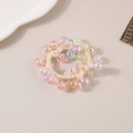 Élastique à cheveux crème avec perles colorées irisées pour queue de cheval - Multicolore Transparent AB