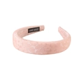 Cerchietto rosa imbottito con trama jacquard floreale ed etichetta fatta a mano - Stile Largo / Rosa