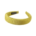 Cerchietto imbottito giallo ricamato a mano con motivi floreali per donne chic - Stile Largo / verde oliva