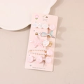 Set de 5 horquillas temáticas del océano con conchas rosas, estrellas de mar y colas - Estilo A-Colección Rosa