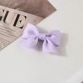 Sweet lilac satin ribbon double bow hair clip for girls with a silky elegant finish - Purple