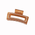 Elegante pinza per capelli rettangolare ambra con bordo in strass scintillanti - Rettangolo-Marrone Scuro