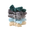 Lot de 5 chouchous nœuds en velours côtelé couleurs vert foncé, gris, bleu et beige - Lot de 5 / Couleurs Morandi