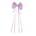 Pasador de pelo con lazo largo de satén en colores pastel violeta, rosa y azul claro - Morado