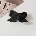 Elegant black grosgrain ribbon double bow hair clip for girls with a vintage texture - Black