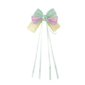 Pinza para el pelo con lazo multicapa en tonos pastel y cintas largas verde menta - Verde