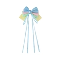 Pince à cheveux avec rubans en satin pastel multicouches de style coréen élégant - Bleu