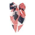 American flag pattern bow hair clip with red white stripes and blue stars on white background - Navy Red Spring Bow Clip