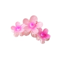 Pince à cheveux élégante avec trois fleurs dégradées roses en résine translucide - Rouge Rose