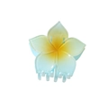 Elegante haarklem met frangipani-bloem en blauw-geel kleurverloop in hars - Bulkverpakking / Blauw
