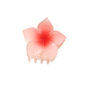 Pince à cheveux fleur de frangipanier dégradé rose en résine pour femme - Rouge