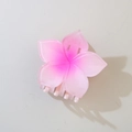 Pince à cheveux fleur avec dégradé rose, motif fleur de cerisier et dents en résine - Rouge Rose