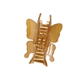 Elegant butterfly hair claw clip in translucent amber resin with a gold metal spring - Bulk (No Packaging) / Light Coffee