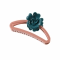 Frosted frangipani hair claw with dark green flower and lavender purple hollow base - 056 Glossy Pink