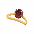 Vintage yellow matte hair claw clip with a detailed dark red rose flower ornament - 056 Matte Yellow