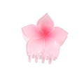 Elegante pinza per capelli a forma di plumeria rosa traslucida con finitura sfumata - Confezione sfusa / Rosa Perlato