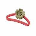Matte greyish-red shark hair claw clip with a 3D olive green plumeria flower - 056 Matte Red