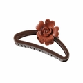 Dark brown matte floral hair claw clip with large half-round hollow shark clip design - 056 Glossy Dark Coffee
