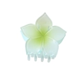 Elegant frangipani hair claw clip with green and white gradient resin flower design - Pearlescent Green