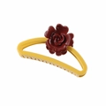 Matte yellow hair claw clip with dark red resin rose detail for thick hair - 056 Glossy Yellow