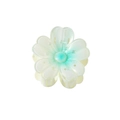 Translucent yellow floral hair claw clip with blue center and pearlescent finish - Bulk Packaging / Pearlescent White