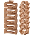 12-piece hair accessories set with large matte hair claws and matching satin scrunchies - Khaki