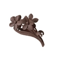Braune matte Haarklammer mit Blumen-Design und goldener Feder für elegante Frisuren - Matt Dunkelbraun / Großpackung