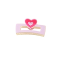 Grande pince à cheveux rose et beige avec motif de double cœur au style doux - Style Coeur - Violet Clair