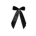 Elegant black satin bow hair clip with long double-sided polyester ribbon streamers - Black