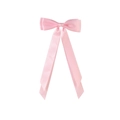 Elegant pale pink satin ribbon bow hair clip with long streamers for women - Pink