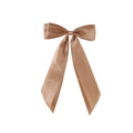 Elegant champagne satin ribbon bow hair clip with long streamers and double-layered design - Khaki