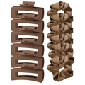 12-piece hair accessories set featuring matte brown large claw clips and satin scrunchies - Dark Coffee