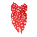 Large red bow hair clip with white stars pattern and long decorative ribbons - Red Spring Bow Clip