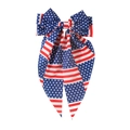 Classic American flag bow hair clip with patriotic red white and blue star pattern - Blue Red Spring Bow Clip
