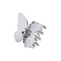 Eleganter silberner Schmetterling-Haarclip aus Metall mit glänzendem Finish und Feder - Silber
