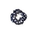 Navy blue fabric scrunchie with white star patterns and classic pleated texture - Navy Blue Scrunchie