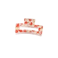Pince à cheveux carrée avec motifs de pommes rouges sur base blanc translucide - Style Pomme (Vrac)
