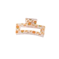 Rectangular hair claw clip with transparent base and fresh orange fruit pattern print - Orange Style (Bulk)