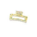 Rectangular hair claw clip with vibrant lemon prints on translucent material - Lemon Style (Bulk)