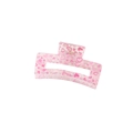 Pince à cheveux rectangulaire rose avec motifs de cœurs pour coiffure femme - Cœur Rose Rouge (Vrac)