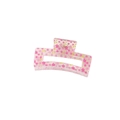 Rectangular hair claw clip in transparent pink with floral daisy prints and metal spring - Rose Red Floral (Bulk)