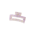 Square purple transparent hair claw clip with floral pattern and secure metal spring - Purple Floral (Bulk)