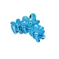 Metallic blue flower hair claw clip with glossy electroplated finish for women - Bulk (No Packaging) / 3-Flower Blue