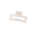 Square transparent hair claw clip with white daisy floral pattern and gold metal spring - White Floral (Bulk)
