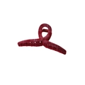 Classic dark red checkered velvet hair claw clip with vintage matte flocked finish for women - Bulk Packaging / 13cm / Burgundy