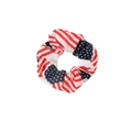 Elastic hair scrunchie featuring American flag stars and stripes print on soft fabric - Navy Red Scrunchie