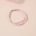Light pink elastic hair tie with twelve matching acrylic beads for women hairstyles - Crystal-Light Purple