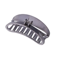 Minimalist grey crescent hair claw clip with metallic finish and silver spring - Gun Black