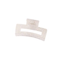 Rectangular transparent hair claw clip with white daisy floral pattern for women - White Daisy (Bulk)