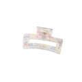 Rectangular hair claw clip with colorful heart and daisy print on transparent base - Heart Daisy (Bulk)